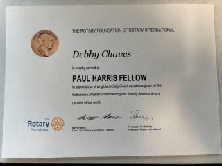 Debby Chaves Recognised as Paul Harris Fellow